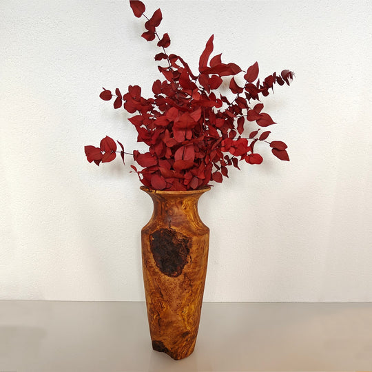 Olivenholz-Vase, VAS-00001, ca. 38 cm hoch