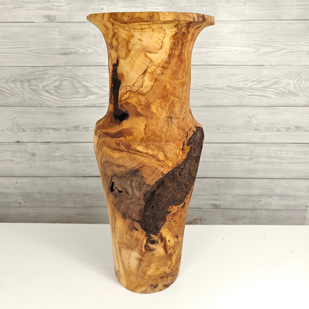 Olivenholz-Vase, VAS-00002, ca. 38 cm hoch