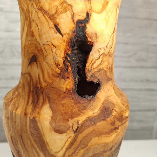 Olivenholz-Vase, VAS-00002, ca. 38 cm hoch